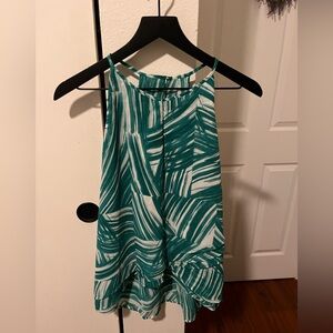 Banana Republic Pleated Green and White  Halter Top.